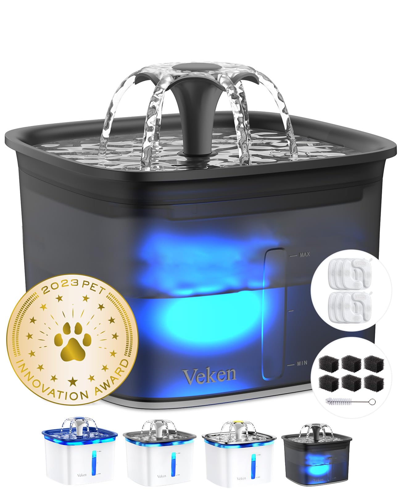 Veken Innovation Award Winner 95oz/2.8L Pet Fountain