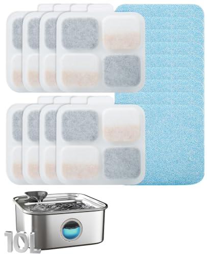 oneisall Dog Water Fountain for Large Dogs, 10L/2.6Gal Dog Fountain Water Bowl with Multi-Filtration & Deeper Drinking Aera, Large pet Water Fountain with Water Window & LED, Ultra-Quiet