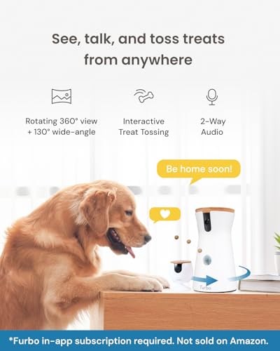 Furbo 360° Dog Camera + Mini [New Subscription Required at Setup] 2-Camera Bundle Nanny Subscription: Dog Safety & Home Security Alerts, Pet Camera with Speaker, Phone App & Night Vision