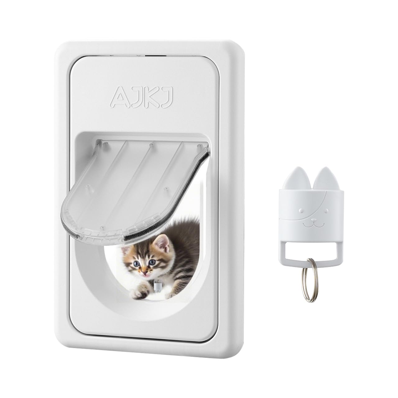 AJKJ Smart Electronic Pet Door, Automatic Cat Dog Door with 3 Modes, Battery Powered Electronic Sensor Pet Door with 1 Sensing Key, Fit for Small/Medium Pets Up to 35lbs - 2025 New