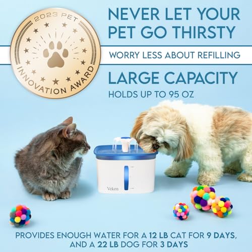 Veken Innovation Award Winner 95oz/2.8L Pet Fountain