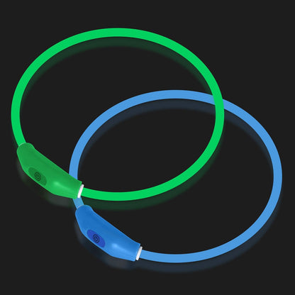 2-Pack Rechargeable LED Dog Collars for Night Safety