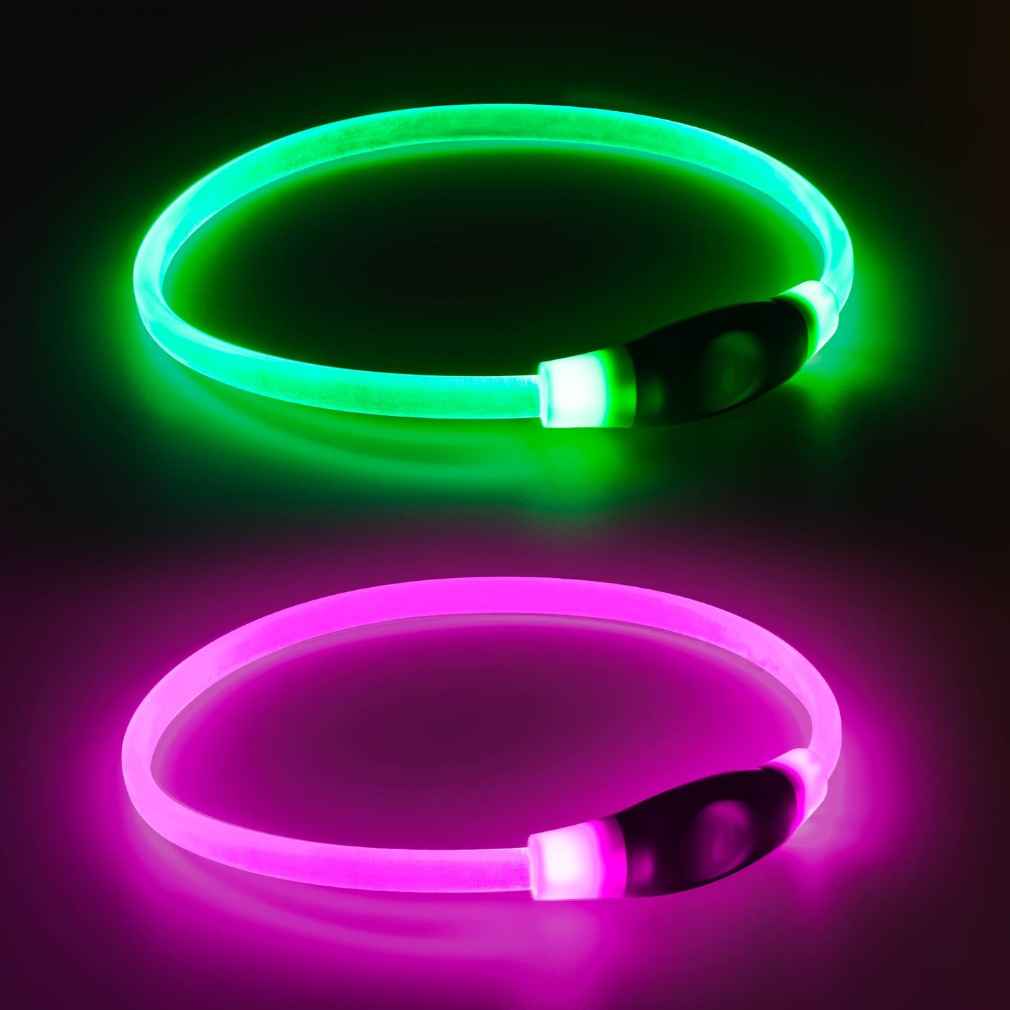 2-Pack Rechargeable LED Dog Collars for Night Safety