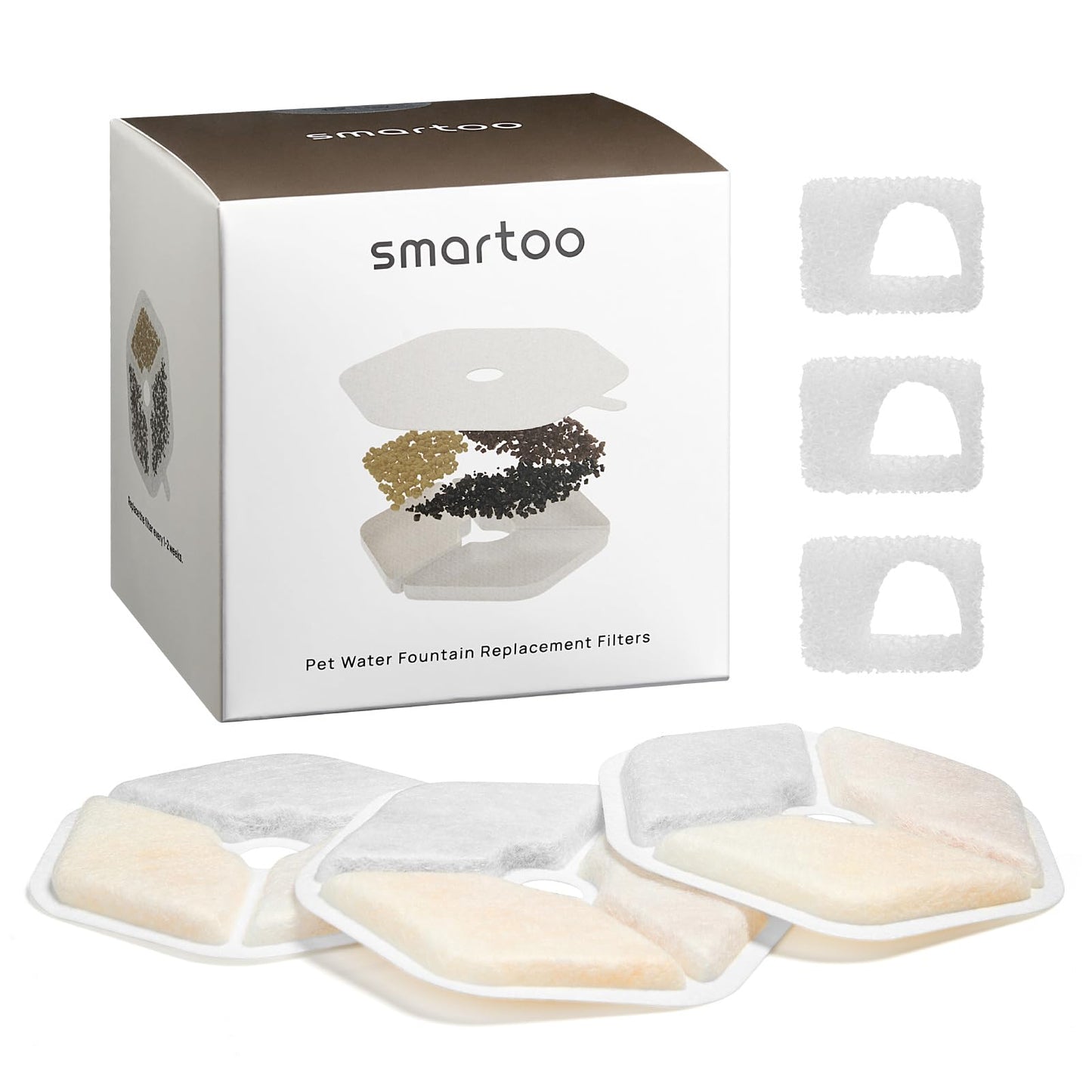 Smartoo Dog/Cat Water Fountain, with 1/3/9/12 PCS Smartoo Official Filter and Sponges, Replacement Host