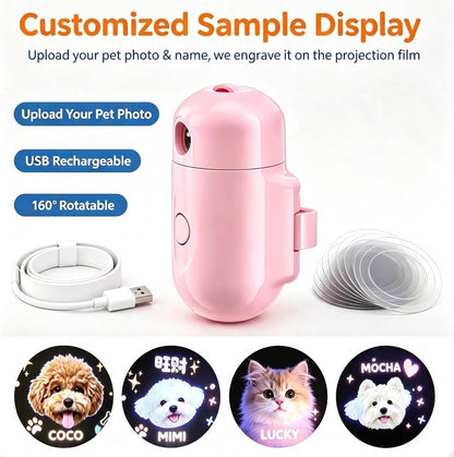 USB Rechargeable Custom Pet Photo Projection Collar Light