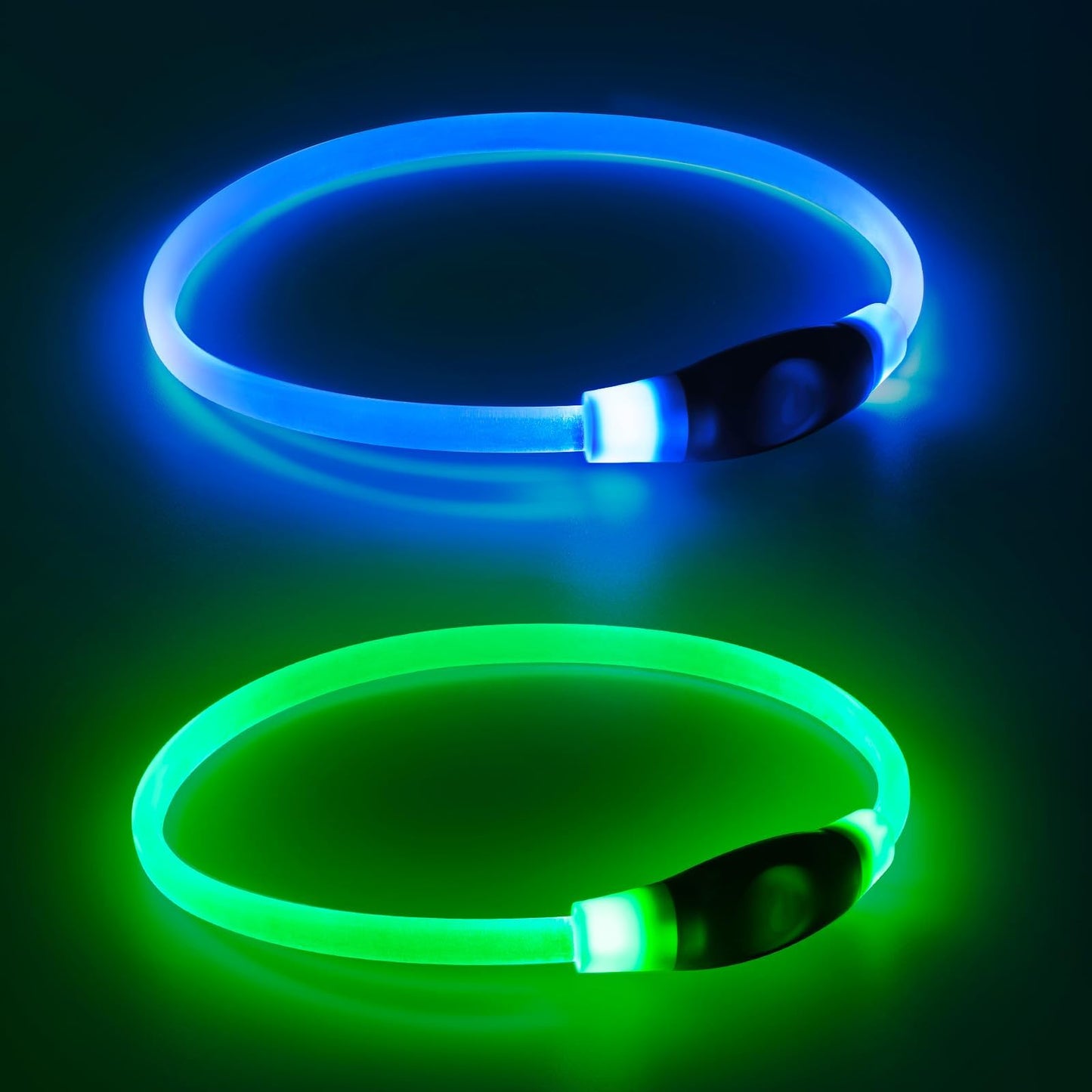 2-Pack Rechargeable LED Dog Collars for Night Safety