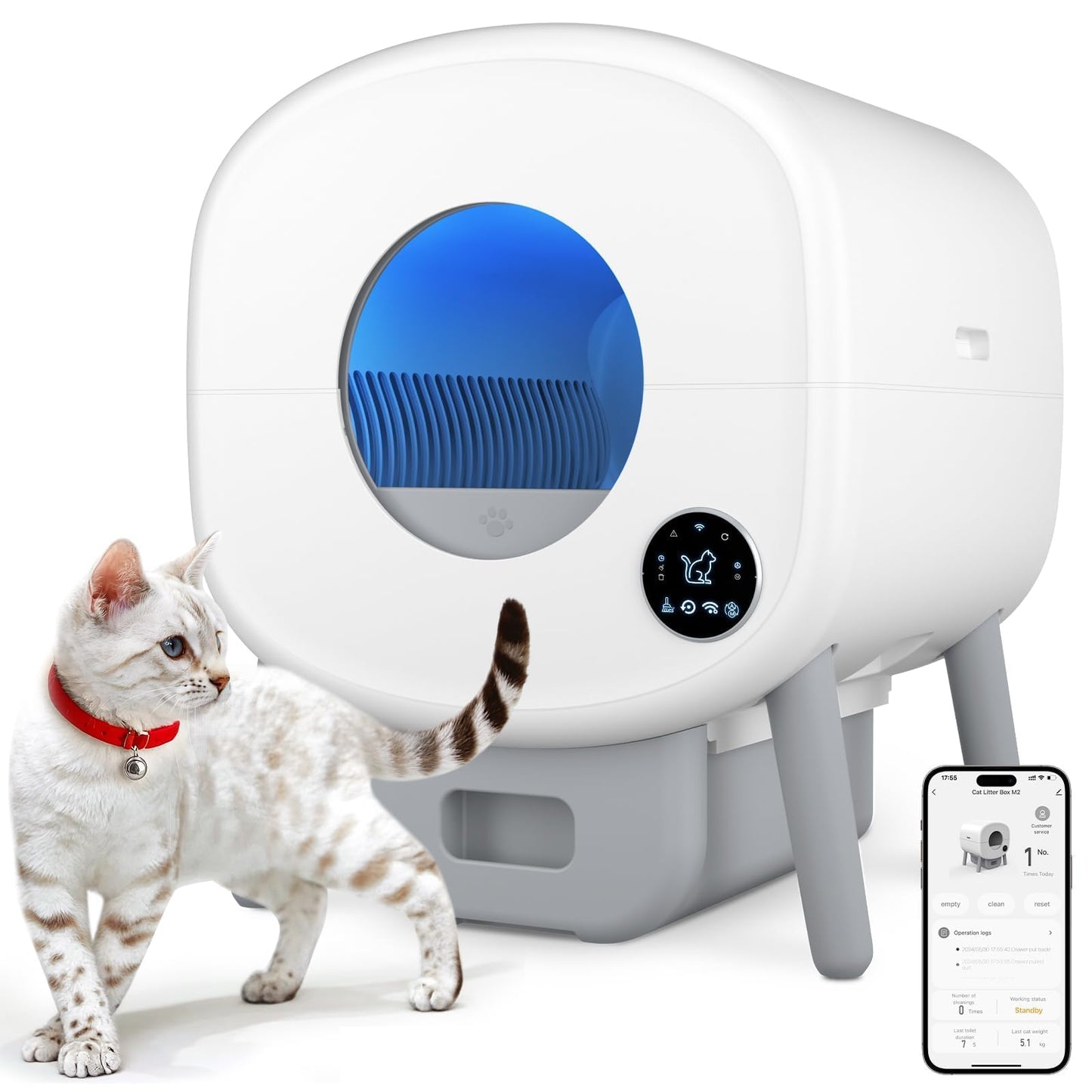 Smart Self-Cleaning Cat Litter Box with App Control