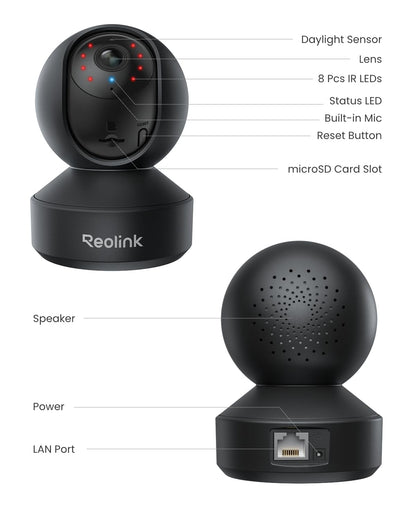 REOLINK Indoor Security Camera Support 2.4/5 GHz Wi-Fi, E1 Pro 4MP HD Plug-in Pet Camera, 360 Degree Baby/Pet Monitor with Auto Tracking, Person/Pet Detection, Night Vision, 2-way Audio, Local Storage