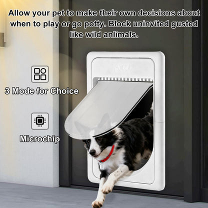 AJKJ Smart Electronic Pet Door, Automatic Cat Dog Door with 3 Modes, Battery Powered Electronic Sensor Pet Door with 1 Sensing Key, Fit for Small/Medium Pets Up to 35lbs - 2025 New