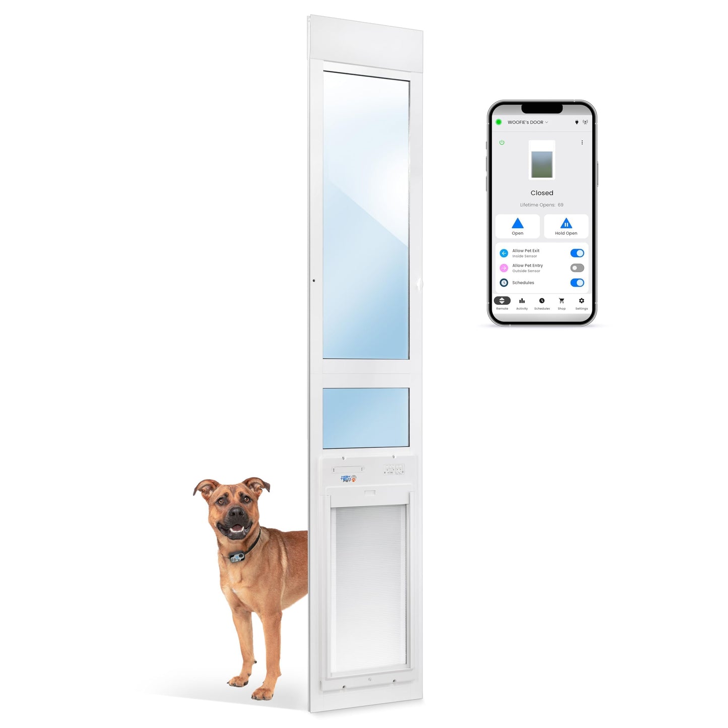 Power Pet Roll Up Smart Automatic Pet Door by High Tech Pet - Pet Operated for Dogs and Cats, WiFi App Control, Secure, Weatherproof, Airtight, Space Saving