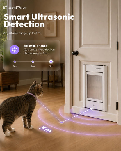iGuardPaw Cat Door with Collar Sensor, Automatic Cat Door, with Curfew, XS