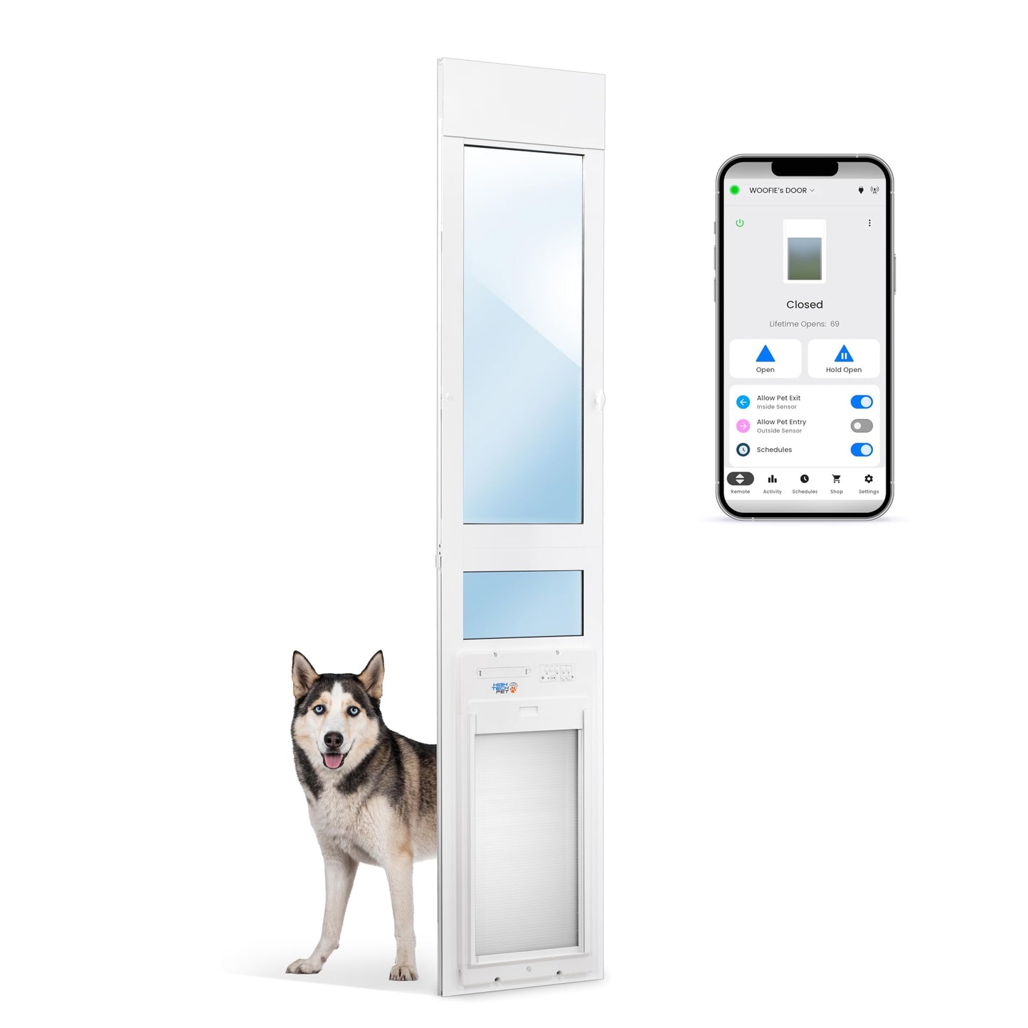 Power Pet Roll Up Smart Automatic Pet Door by High Tech Pet - Pet Operated for Dogs and Cats, WiFi App Control, Secure, Weatherproof, Airtight, Space Saving
