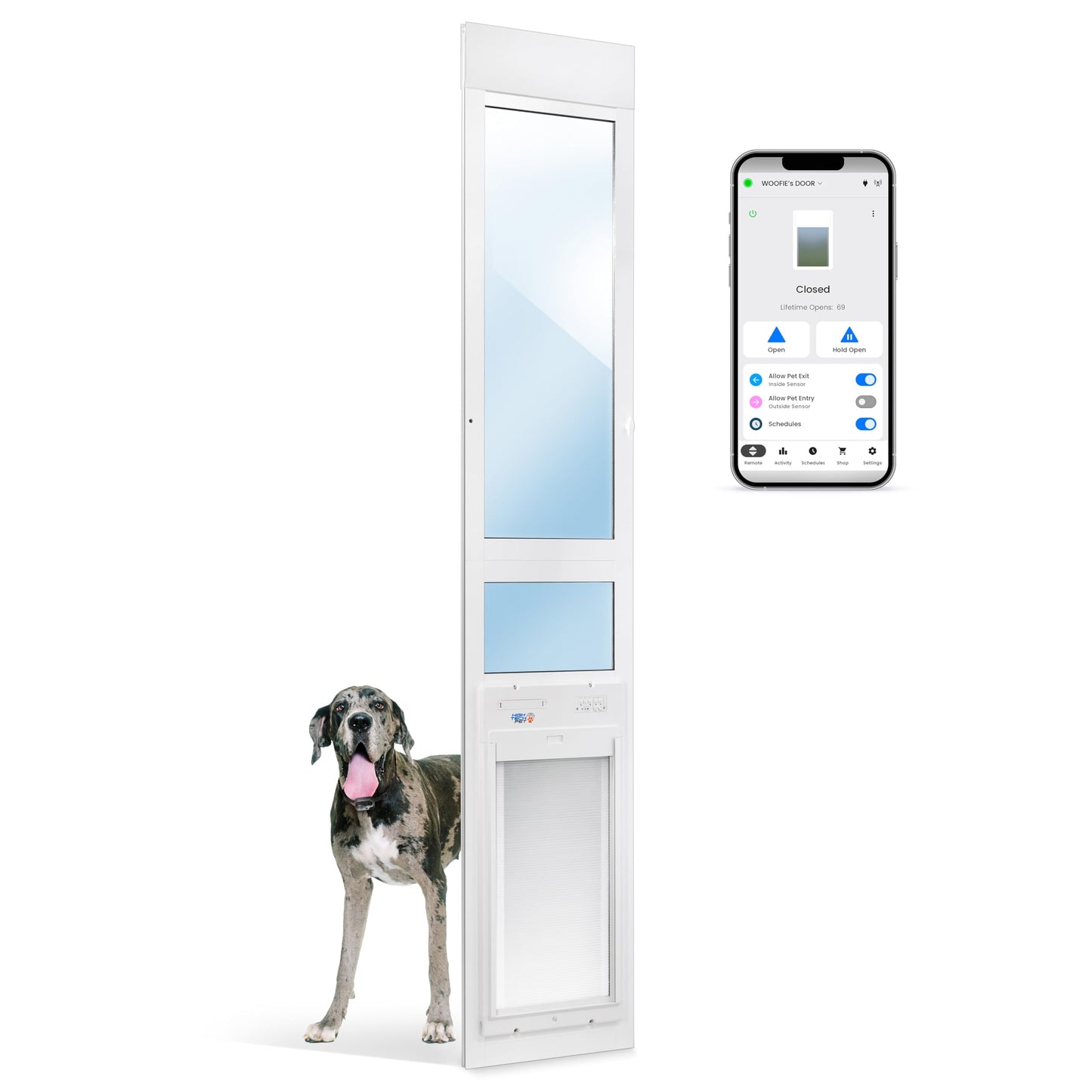 Power Pet Roll Up Smart Automatic Pet Door by High Tech Pet - Pet Operated for Dogs and Cats, WiFi App Control, Secure, Weatherproof, Airtight, Space Saving
