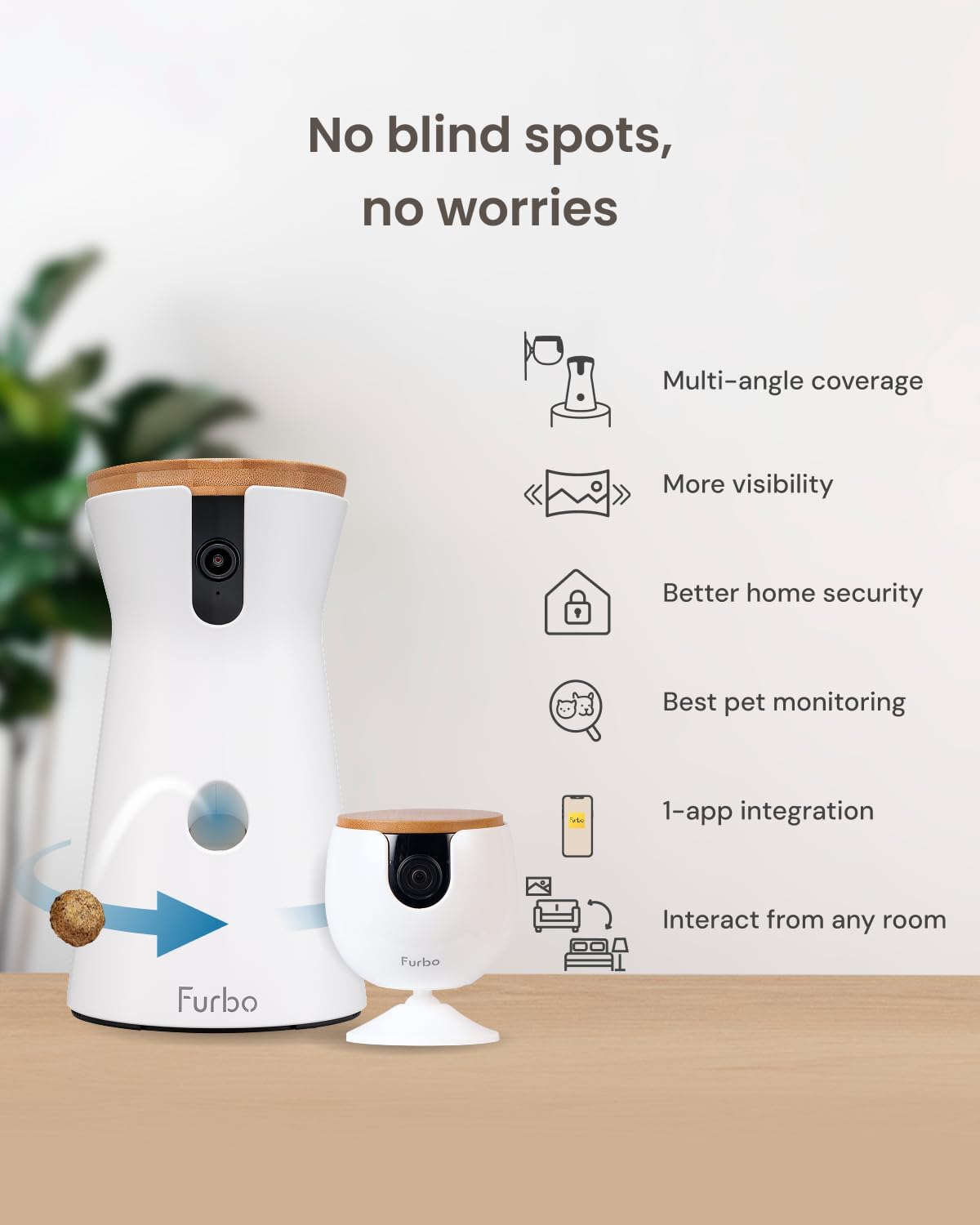 Furbo 360° Dog Camera + Mini [New Subscription Required at Setup] 2-Camera Bundle Nanny Subscription: Dog Safety & Home Security Alerts, Pet Camera with Speaker, Phone App & Night Vision