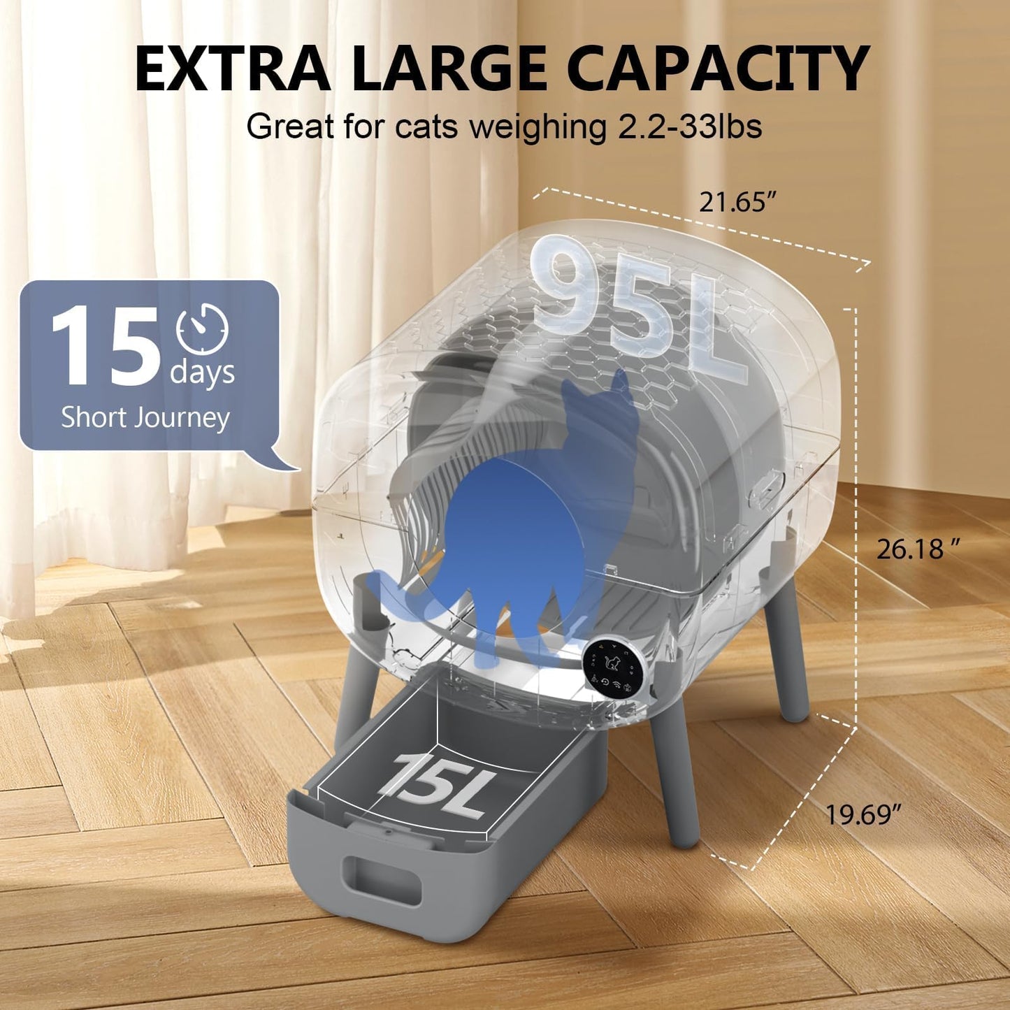 Smart Self-Cleaning Cat Litter Box with App Control