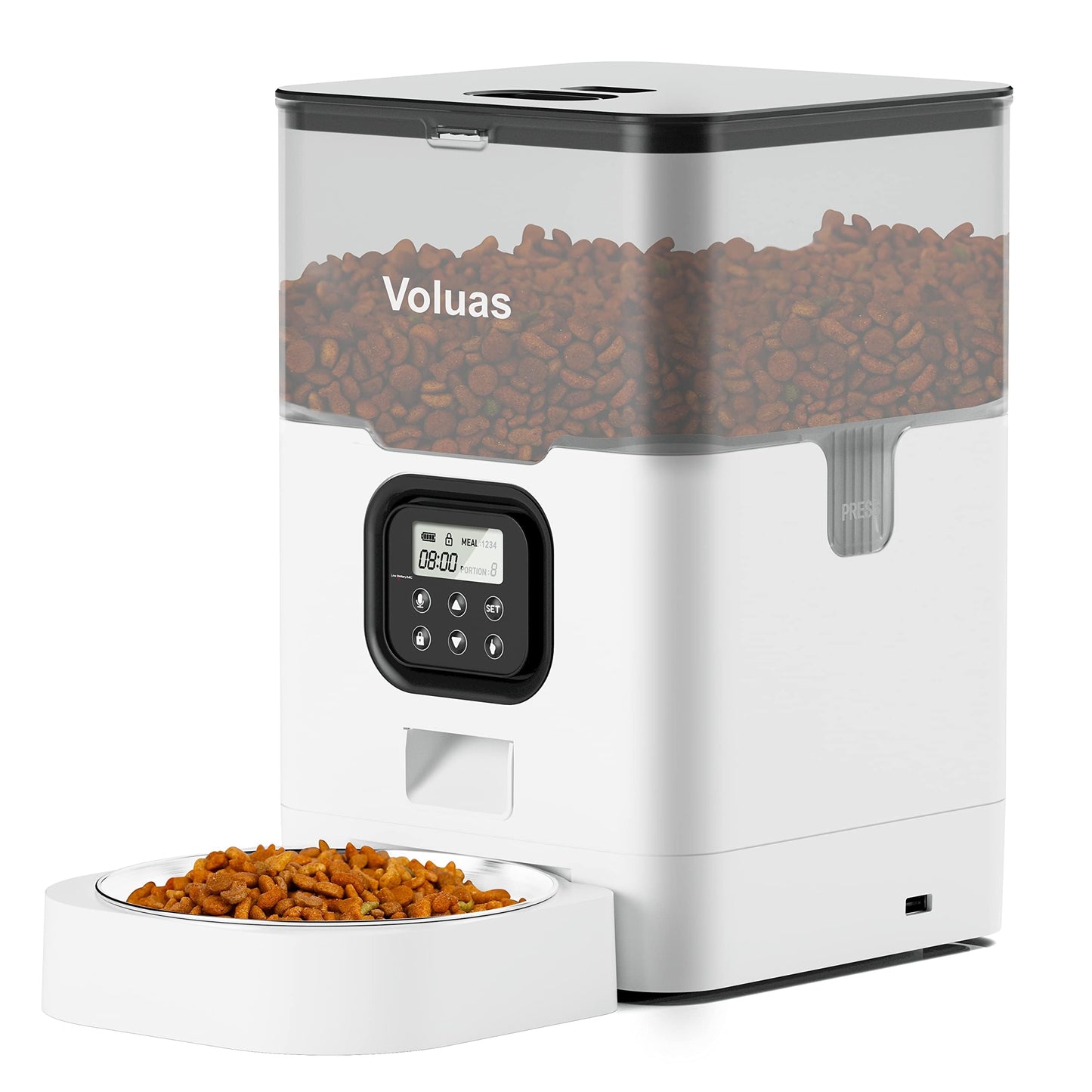VOLUAS Automatic Cat Feeder, Timed Dry Food Dispenser for Cats & Dogs
