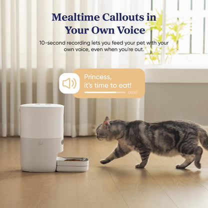 Pawsync Automatic Cat Feeder with App, Smart Scale Tracking, Custom Feeding Schedules, 3.6L Capacity for Cats & Small Dogs, Up to 10 Meals/Day, Stainless Steel Bowl, Desiccant Bag, Dual Power Supply
