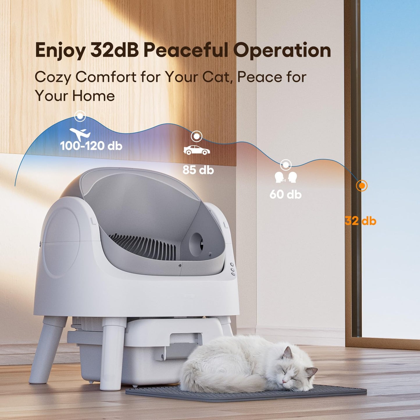 Automatic Self-Cleaning Cat Litter Box with Open Top
