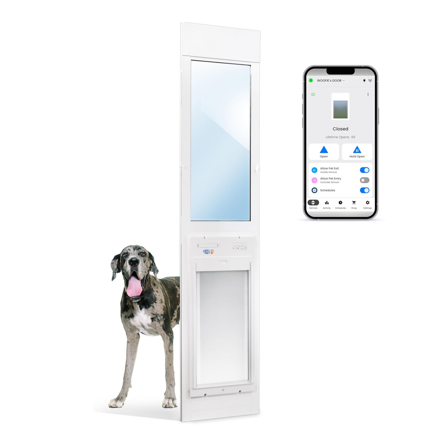 Power Pet Roll Up Smart Automatic Pet Door by High Tech Pet - Pet Operated for Dogs and Cats, WiFi App Control, Secure, Weatherproof, Airtight, Space Saving