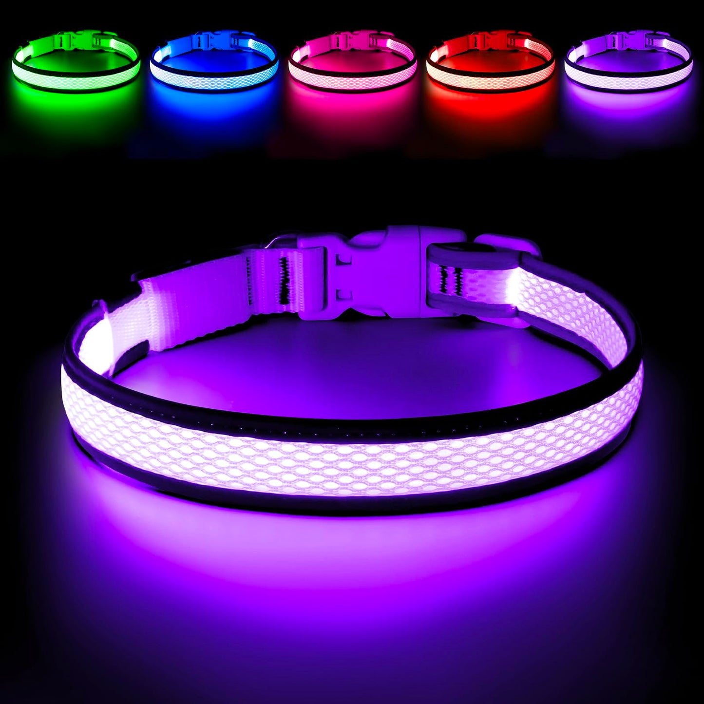 USB Rechargeable LED Light-Up Dog Safety Collar