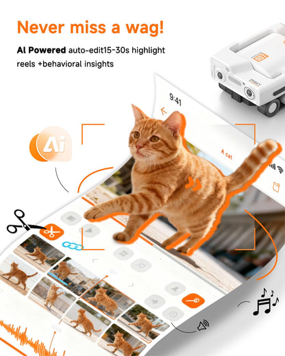PICKFUN PMATE Self-Moving Pets Camera AI-Powered Rover with Auto Tracking & Patrol, 2K Live View, Night Vision, 2-Way Talk, and Auto-Recharge