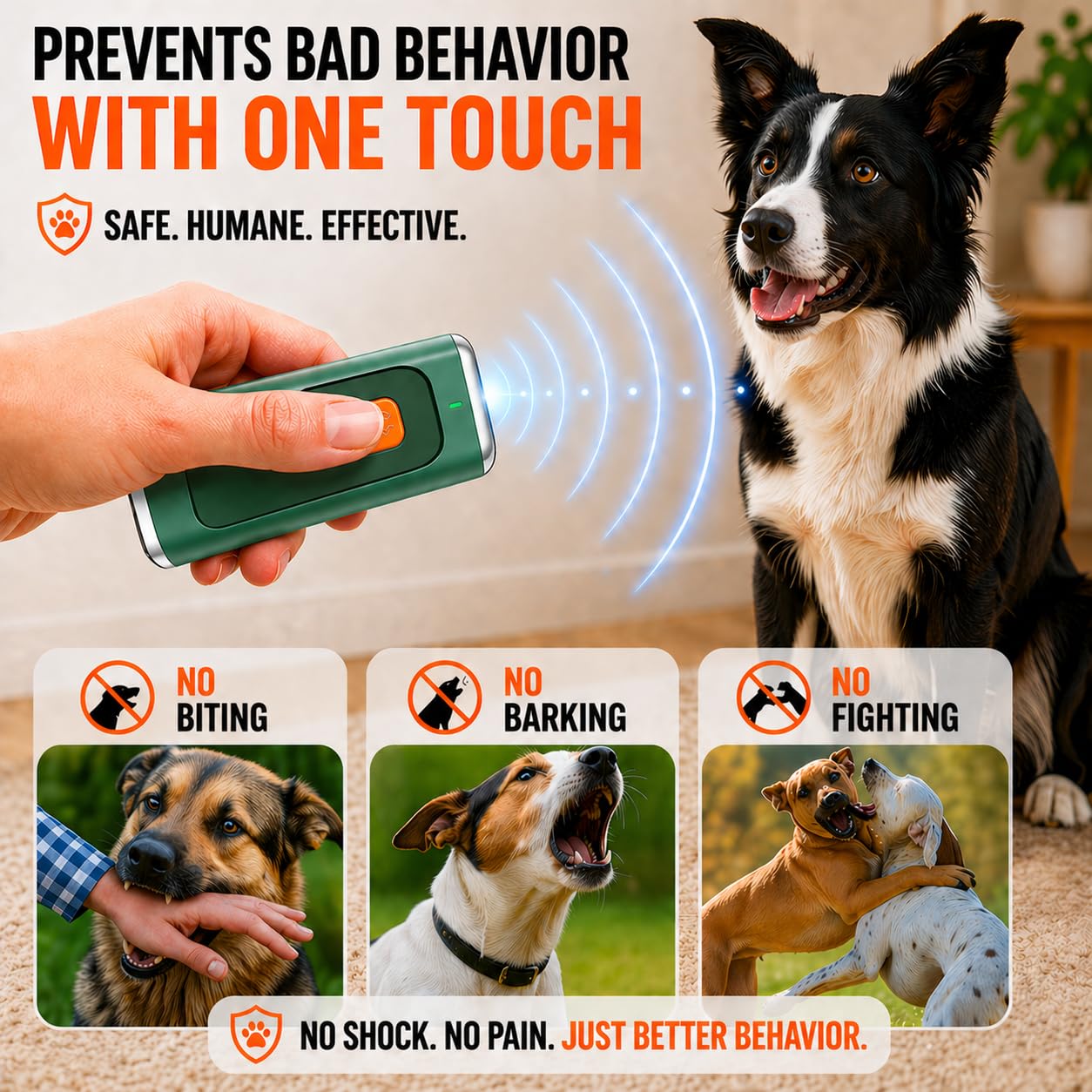 Rechargeable Ultrasonic Dog Bark Deterrent & Trainer