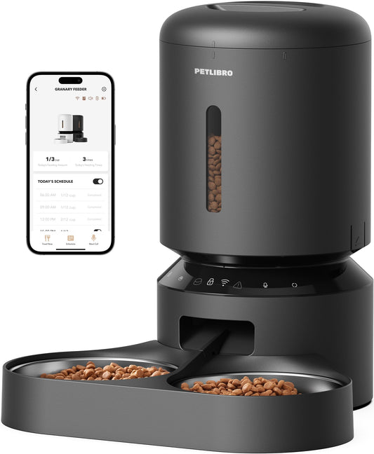 PETLIBRO 5L Automatic Cat Feeder with Dual Stainless Steel Bowls