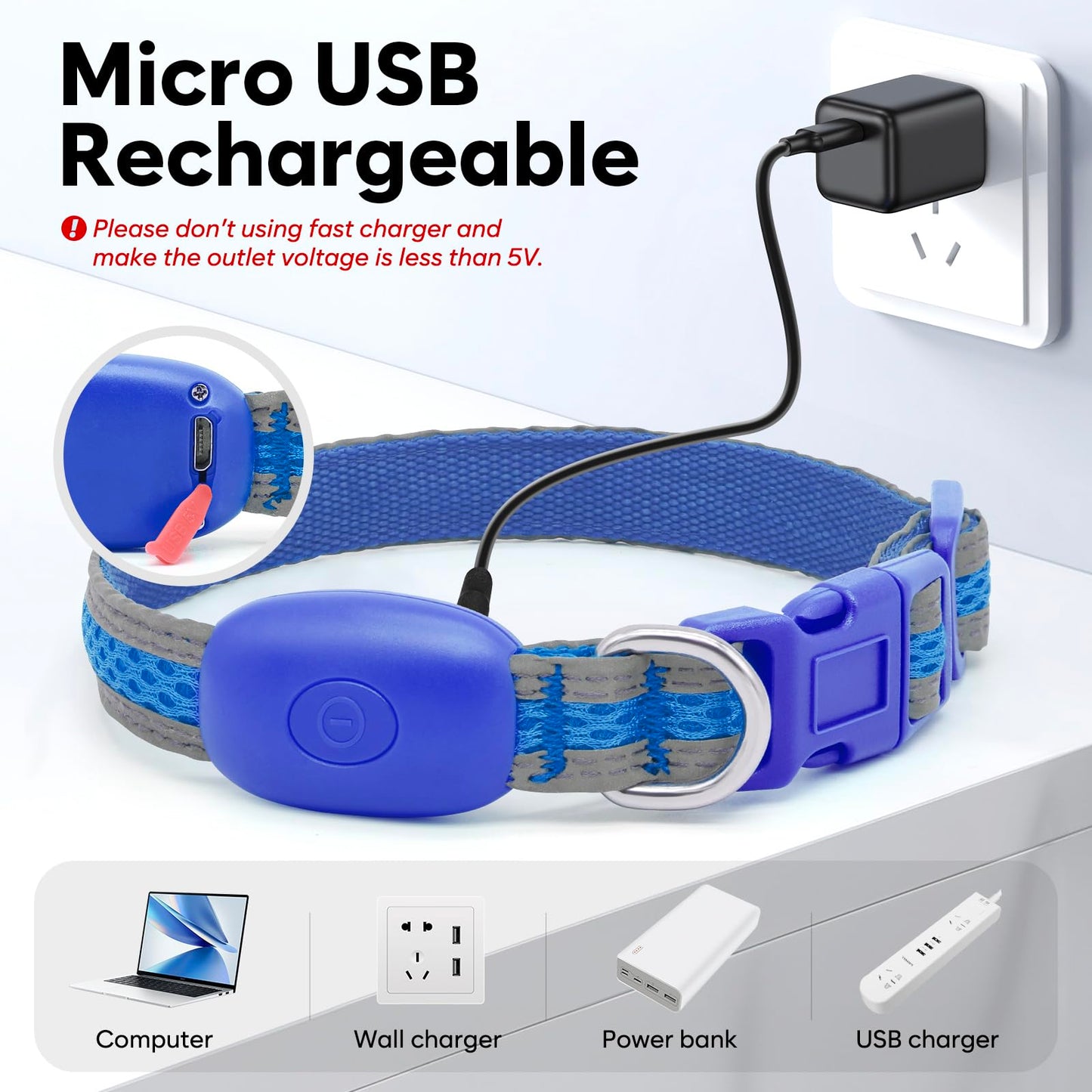 USB Rechargeable LED Light-Up Dog Safety Collar