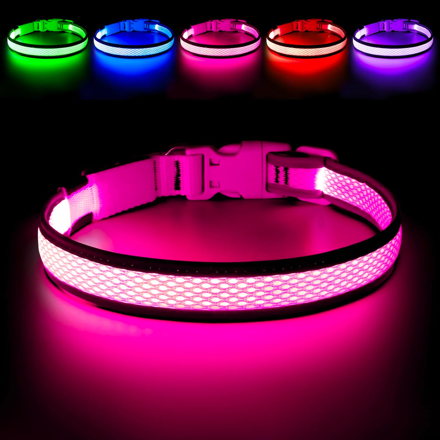 USB Rechargeable LED Light-Up Dog Safety Collar