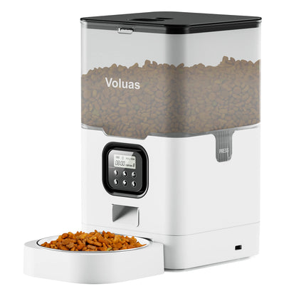 VOLUAS Automatic Cat Feeder, Timed Dry Food Dispenser for Cats & Dogs