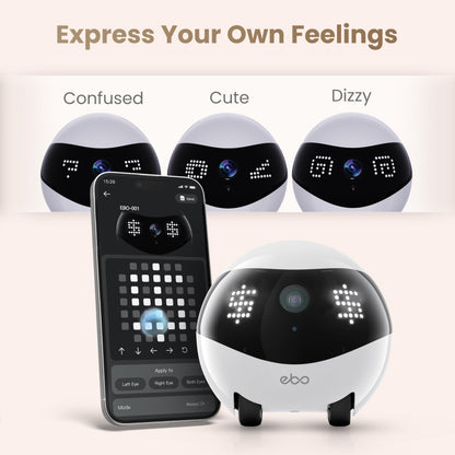 Indoor Security Camera Robot EBO Air 2: 2K Pet Camera, Movable Home Robot, Custom Facial Expression, Auto-Recharge, Battery-Operated, 2-Way Talk, Night Vision, 32GB Memory Card