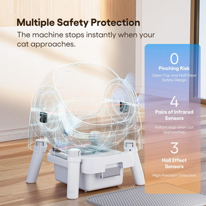 Automatic Self-Cleaning Cat Litter Box with Open Top