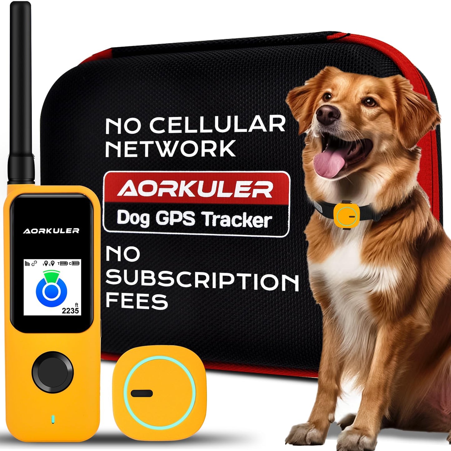 GPS Tracker for Dogs No Subscription, GPS Location Without Cell Network, Suitable for Open Areas with Poor Network Signals No Monthly Fee IP67 Waterproof (Tracker 2)