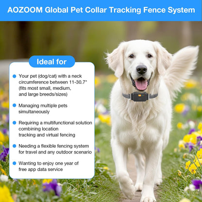 AOZOOM Electric Dog Fence,GPS Wireless Virtual Fence Dog Collar