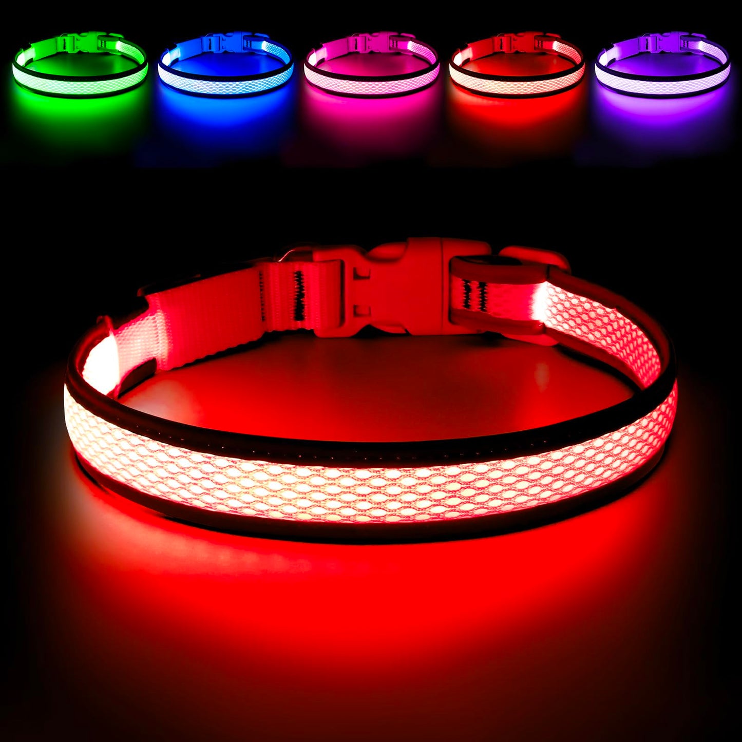 USB Rechargeable LED Light-Up Dog Safety Collar