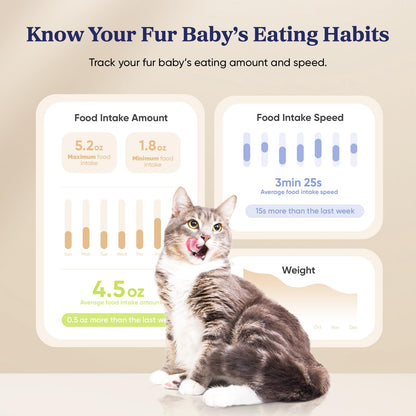Pawsync Automatic Cat Feeder with App, Smart Scale Tracking, Custom Feeding Schedules, 3.6L Capacity for Cats & Small Dogs, Up to 10 Meals/Day, Stainless Steel Bowl, Desiccant Bag, Dual Power Supply
