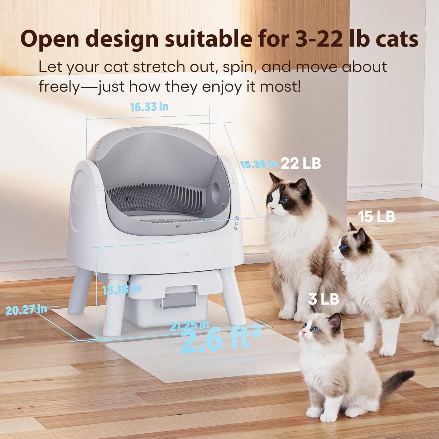 Automatic Self-Cleaning Cat Litter Box with Open Top