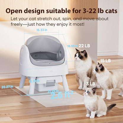 Automatic Self-Cleaning Cat Litter Box with Open Top