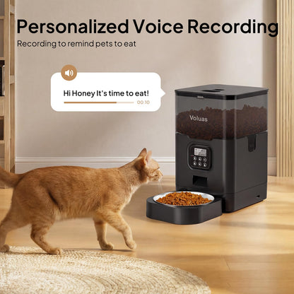 VOLUAS Automatic Cat Feeder, Timed Dry Food Dispenser for Cats & Dogs