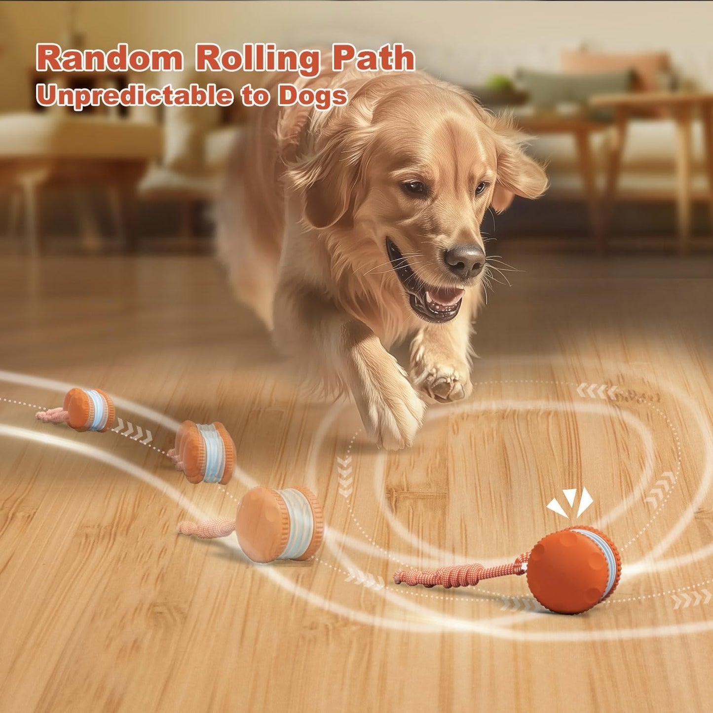 Motion-Activated Interactive Rolling Dog Ball with Rope