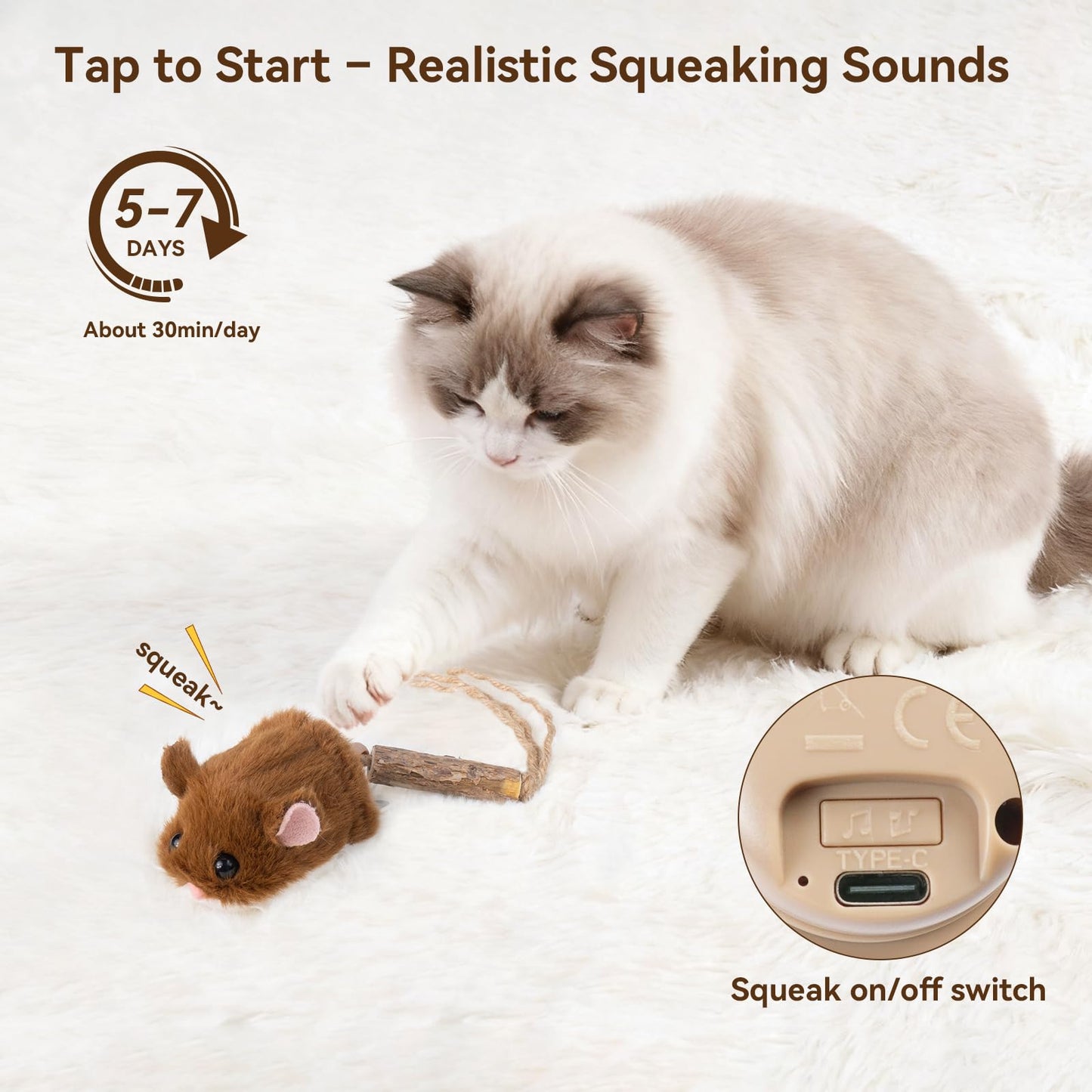 Rechargeable Interactive Cat Toy with Motion Sensor