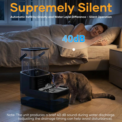 3L Filterless Cat Water Fountain, Wireless, Wastewater Separation