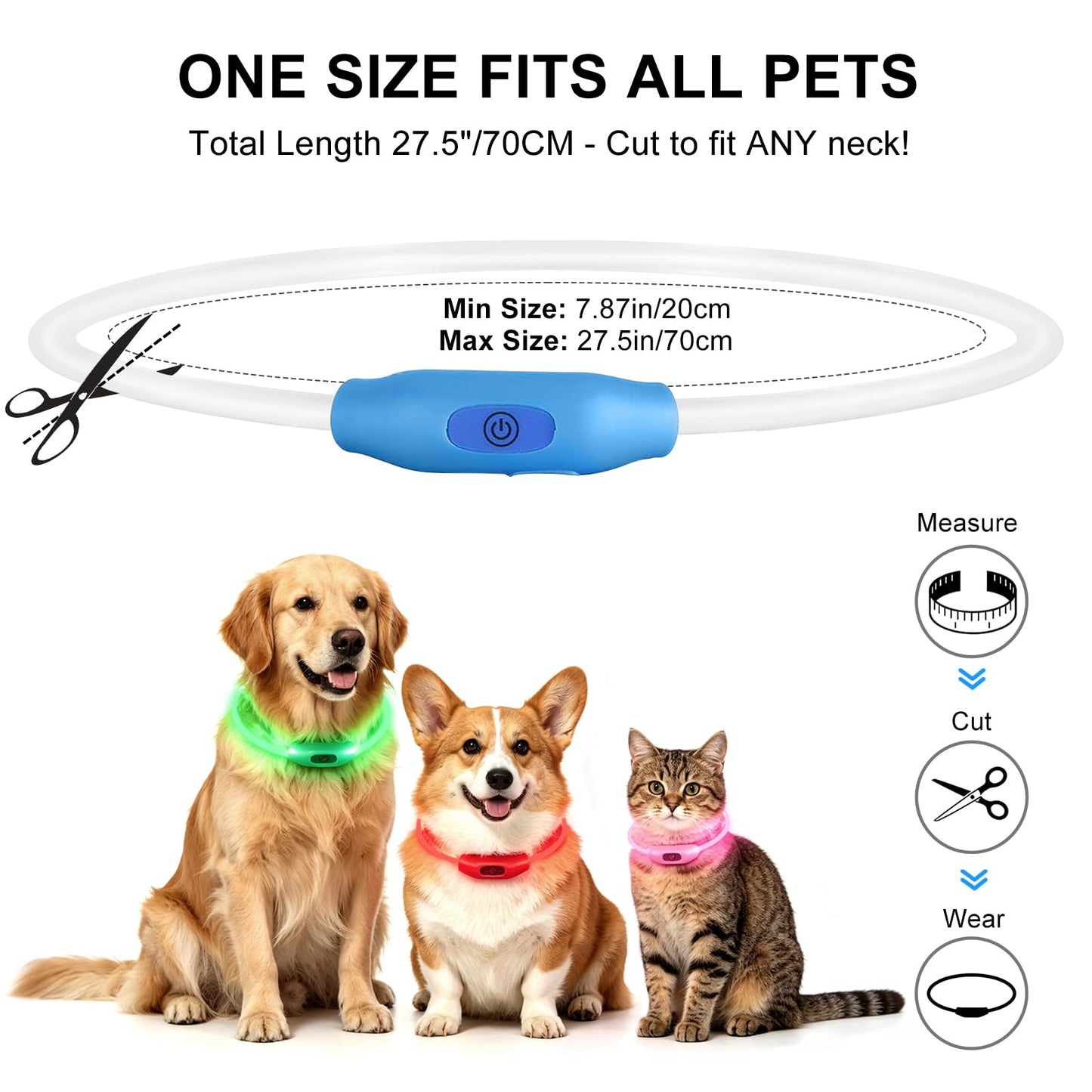 2-Pack Rechargeable LED Dog Collars for Night Safety