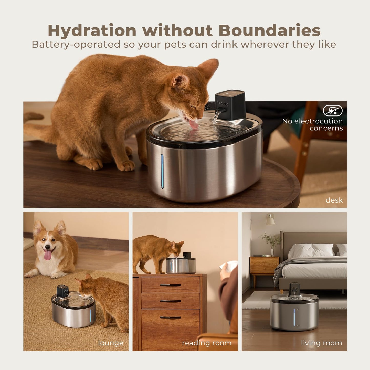 Smartoo Dog/Cat Water Fountain, with 1/3/9/12 PCS Smartoo Official Filter and Sponges, Replacement Host