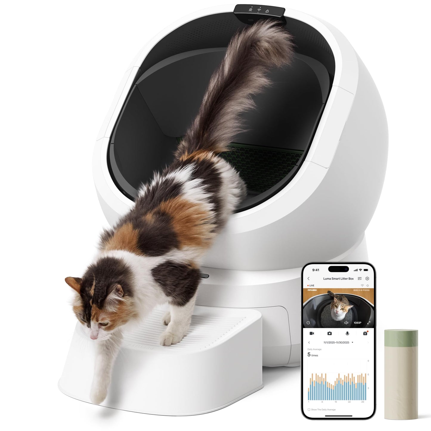 AI Smart Self-Cleaning Cat Litter Box with Odor Control