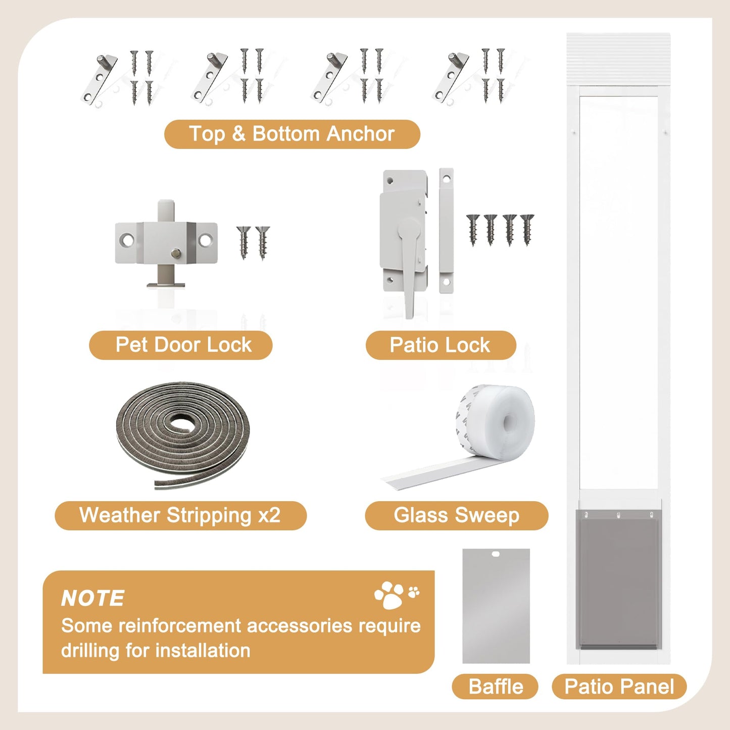 WIN STELLAR Sliding Glass Door for Pet