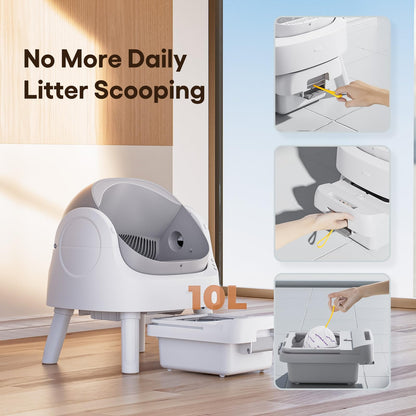 Automatic Self-Cleaning Cat Litter Box with Open Top