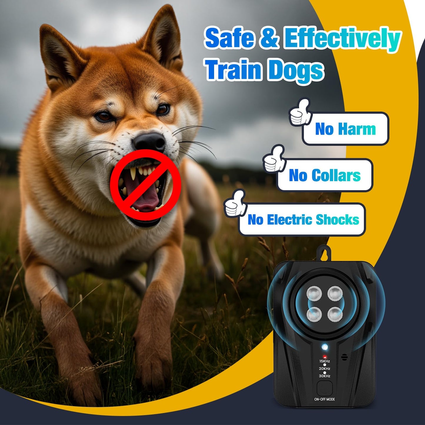Rechargeable Ultrasonic Dog Bark Deterrent 3 Modes