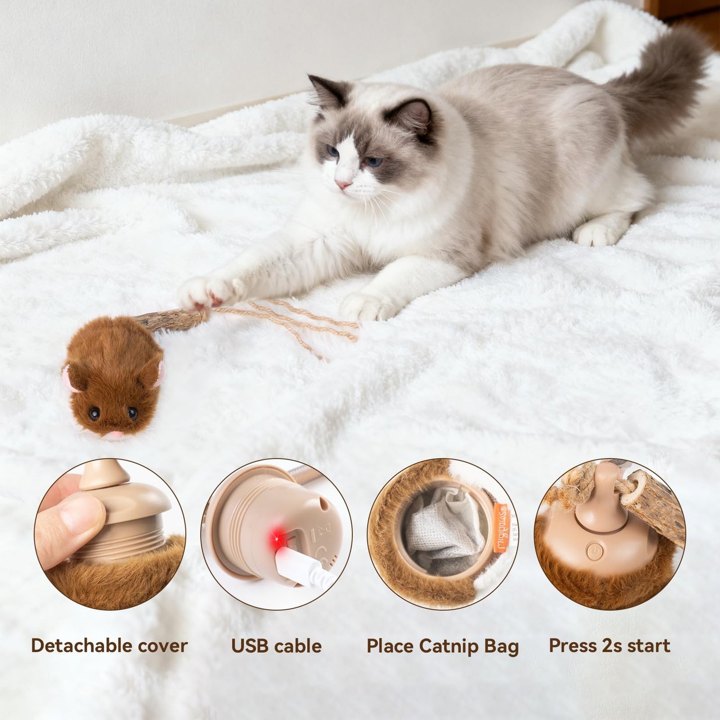 Rechargeable Interactive Cat Toy with Motion Sensor