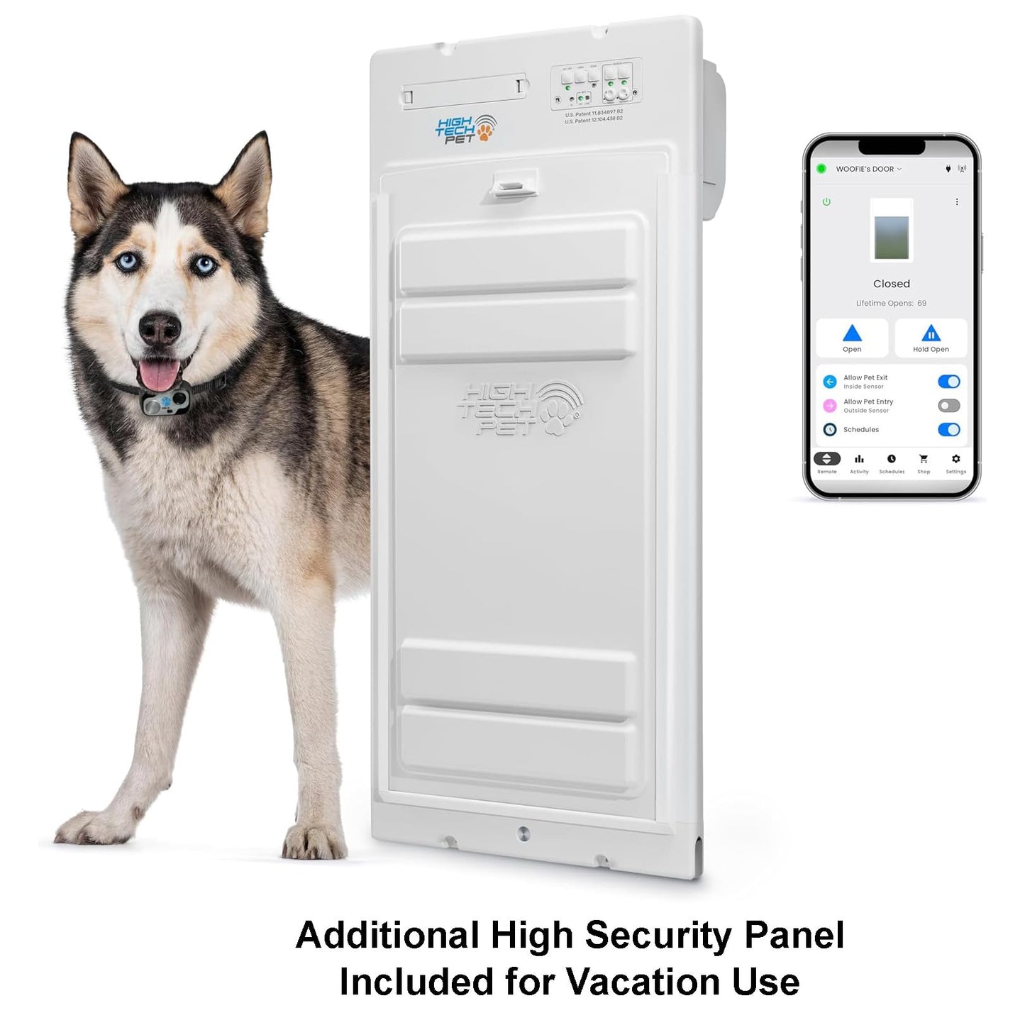 Power Pet Roll Up Smart Automatic Pet Door by High Tech Pet - Pet Operated for Dogs and Cats, WiFi App Control, Secure, Weatherproof, Airtight, Space Saving